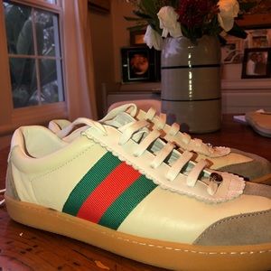 g74 leather sneaker with web